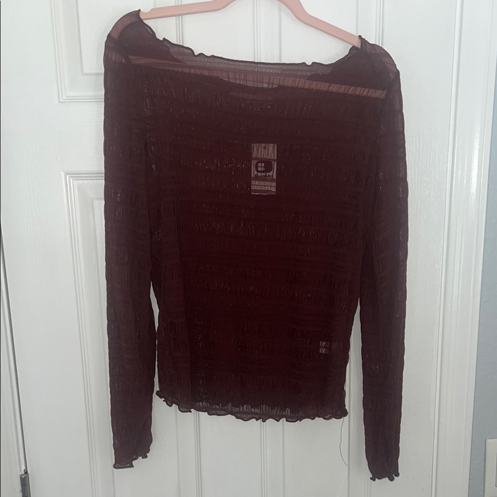 NWT BKE - Sheer Burgundy Long Sleeve Top